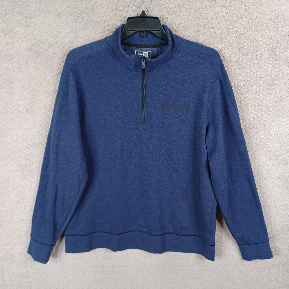 Zappos Employee Sweater Mens XL Blue‎ New Era 1/4 Zip Mock Neck Cotton Blend
